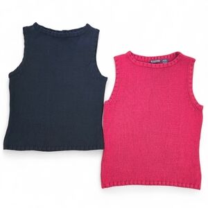 Bentley Arbuckle Silk Cotton Knit Tank Tops Set | Black & Red Women Medium